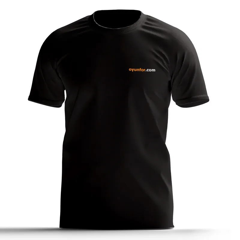 Oyunfor Bisiklet Yaka Tişört - Unisex -Siyah
